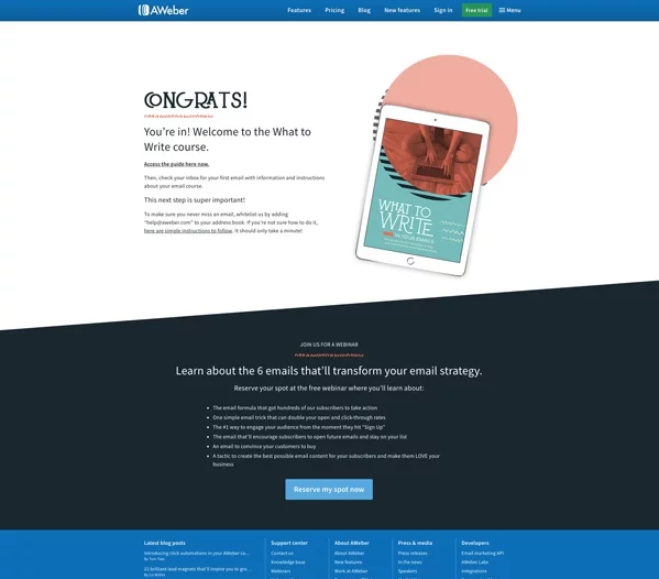 create an optimized thank you page